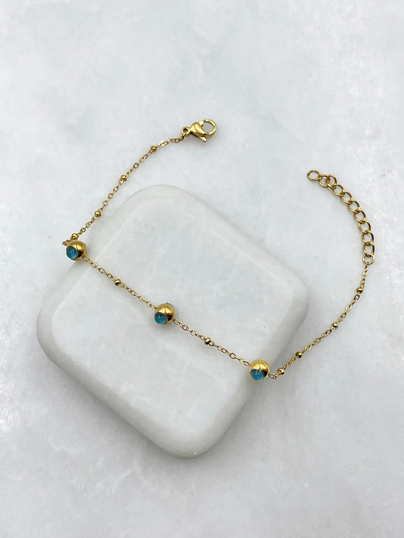 Üçlü Minimal Nazar Bileklik Gold