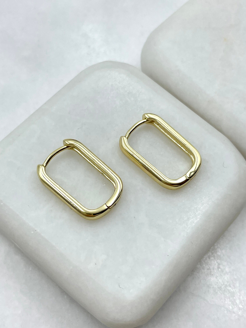 Özel Seri İnce Dikdörtgen Küpe 1,9 cm Gold