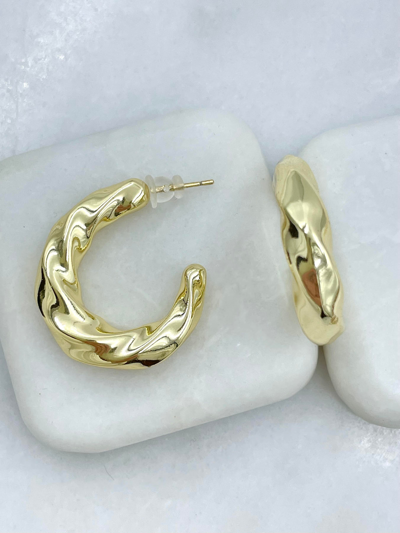 Özel Seri Yansımalı Basic Halka Küpe Gold