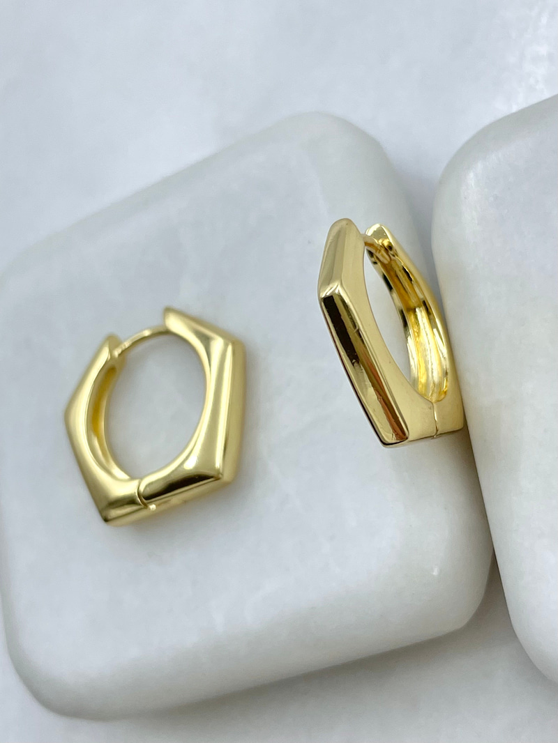 Özel Seri Köşeli Bombe Küpe 1.9 cm Gold