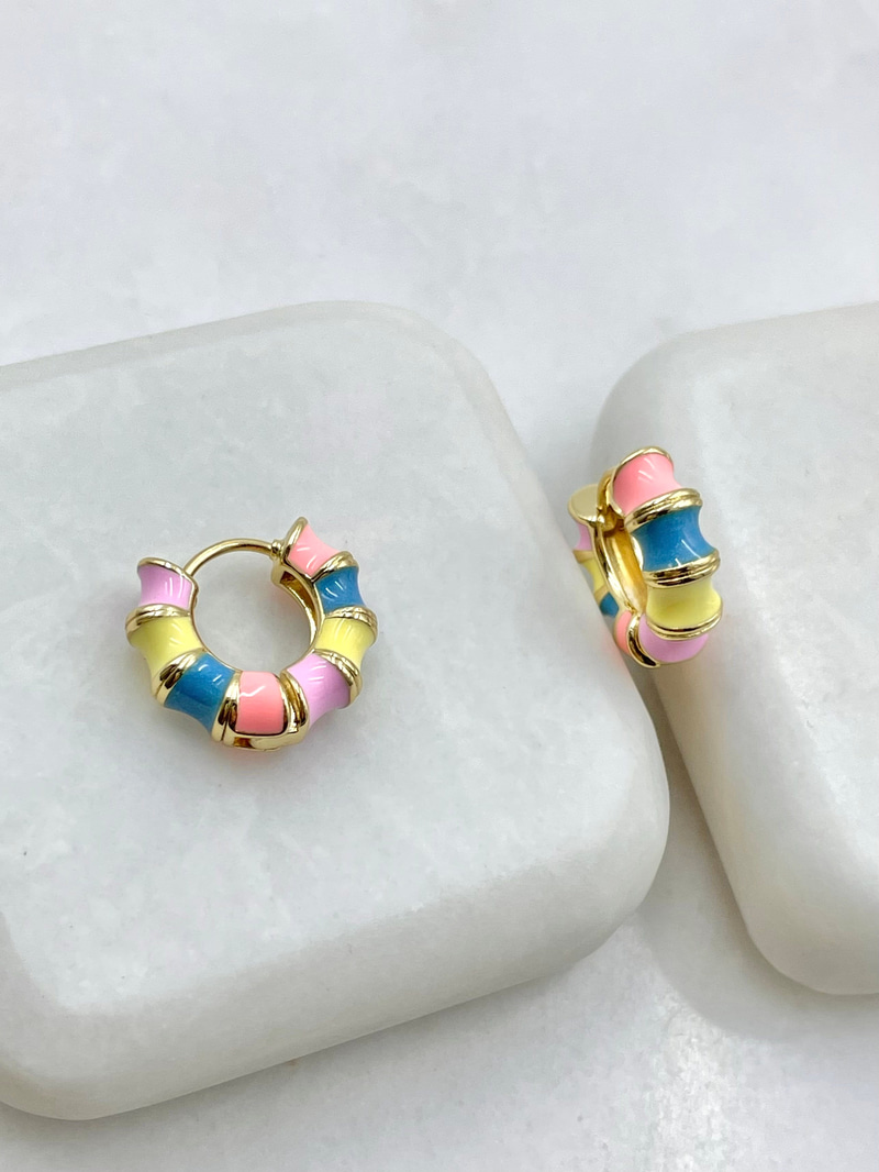 Özel Seri Pastel Renkli Halka Küpe Gold