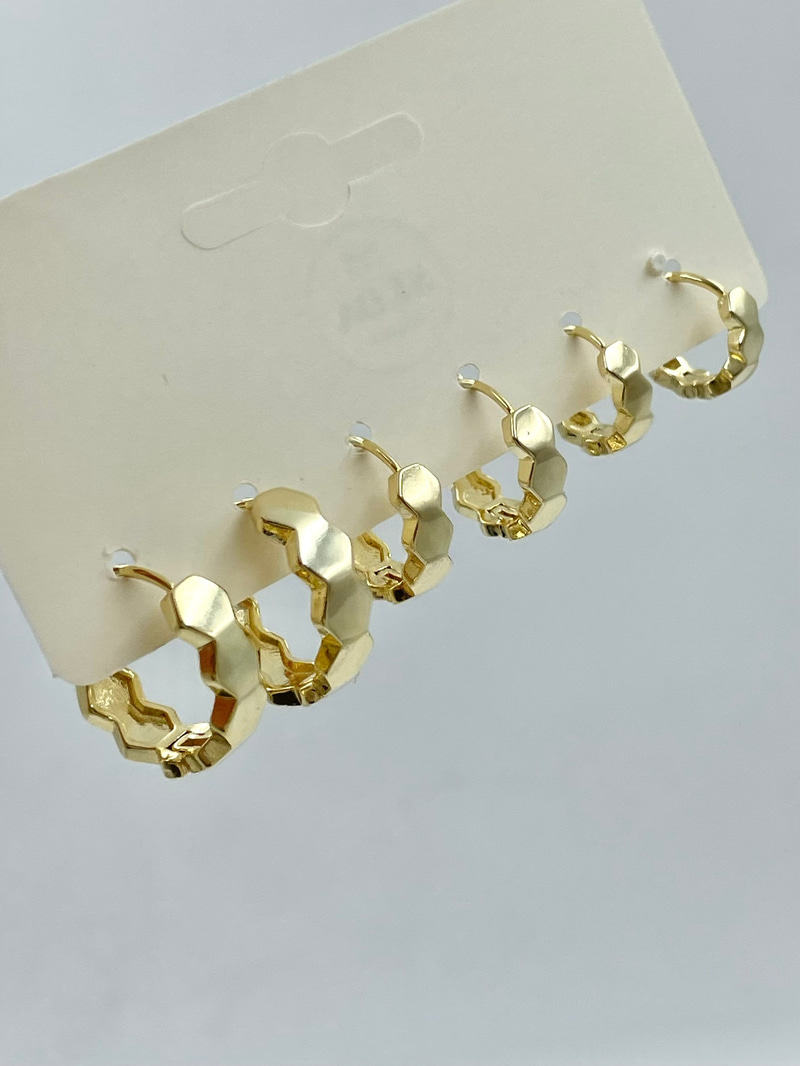 Petek Model Altılı Küpe Seti Gold