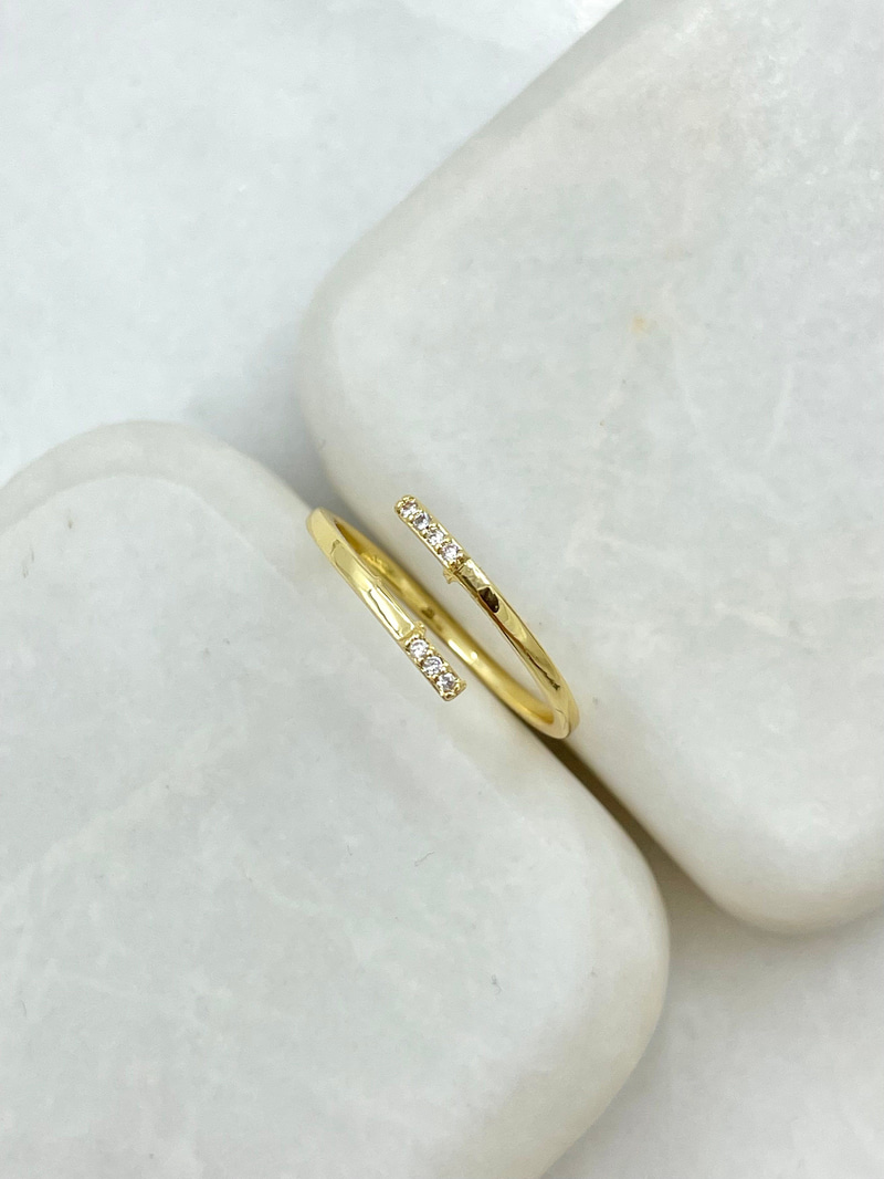 Minimal Taşlı Birleşim Yüzük Gold