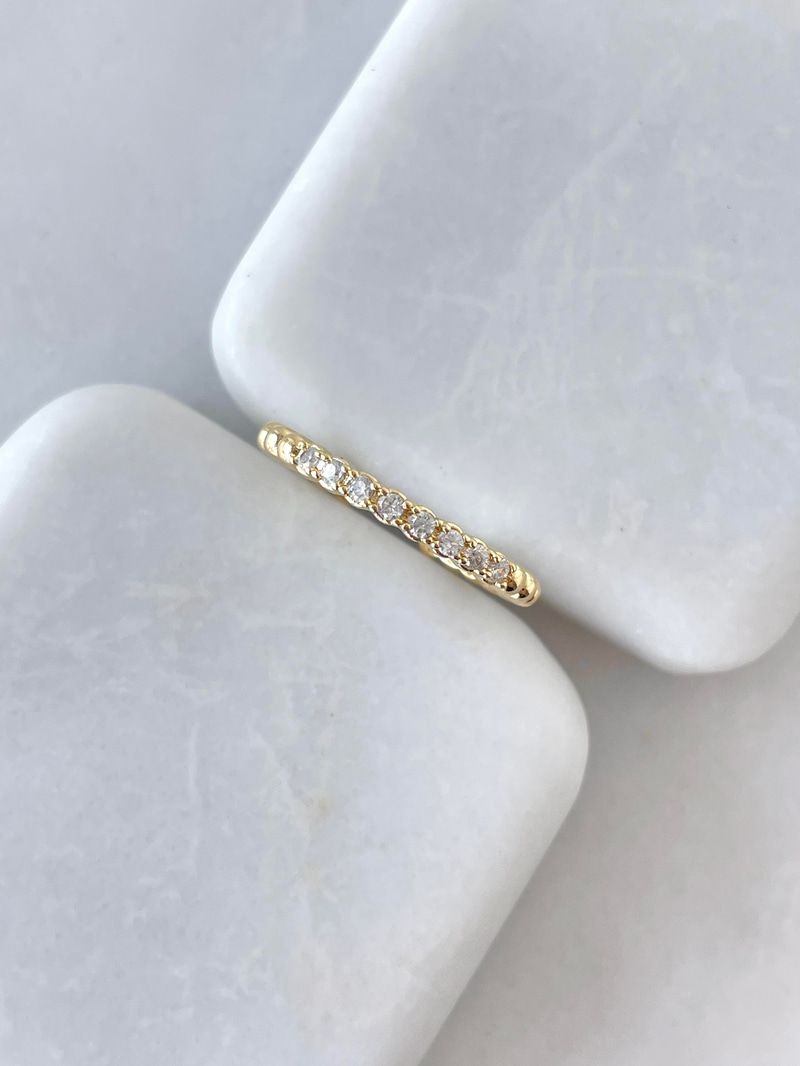 Altın Kaplama Kristal Taşlı Minimal Yüzük Gold