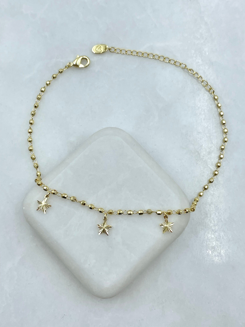 Altın Kaplama Lazer Kesim Yıldız Sallantılı Halhal Gold