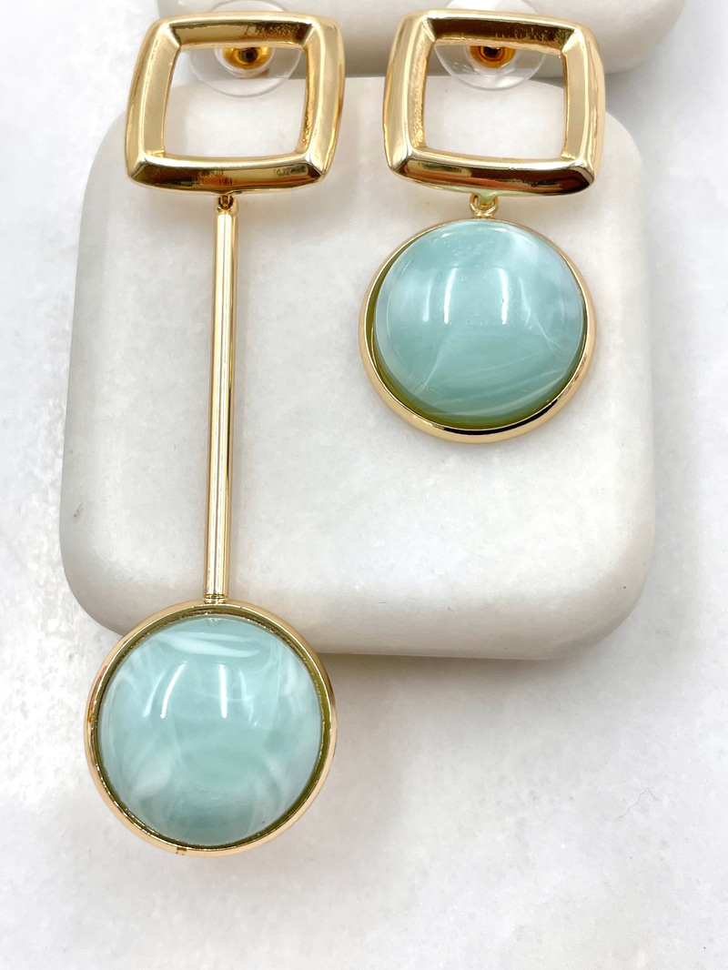 Opal Taşlı Vintage Tasarım Küpe Turkuaz