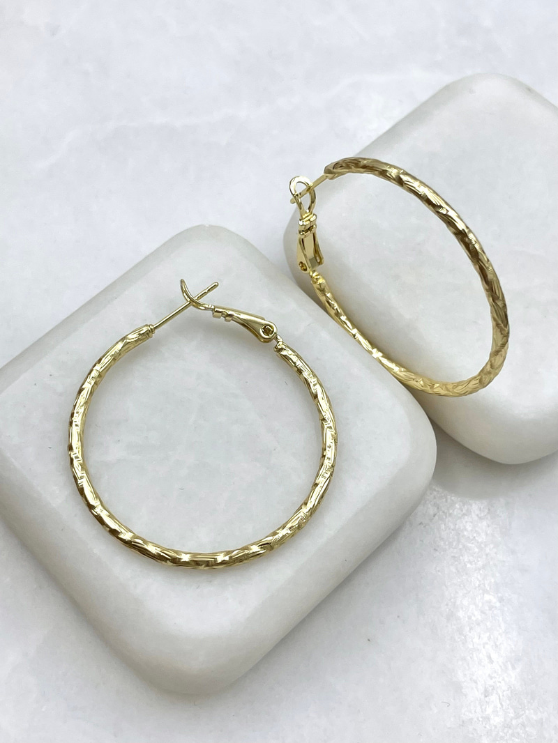 Özel Seri Işıltılı Halka Küpe 3.5 cm Gold