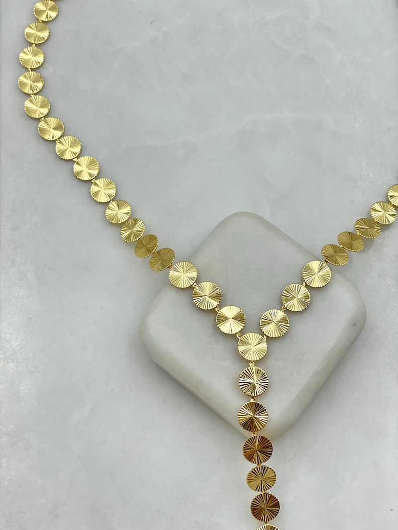 Lazer Kesim Daire Y Model Kolye Gold