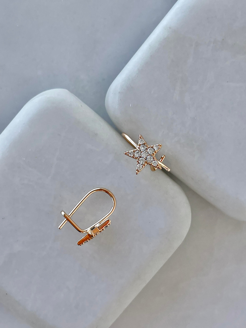 Özel Seri Taşlı Minimal Yıldız Küpe