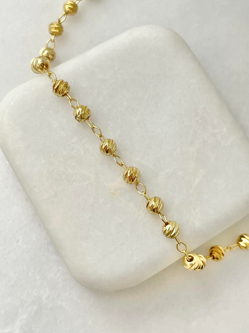 Çelik Işıltılı Topçuk Bileklik Gold