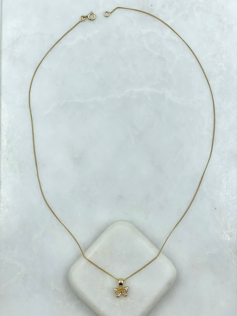 Özel Seri Minimal Kristal Kelebek Kolye Gold