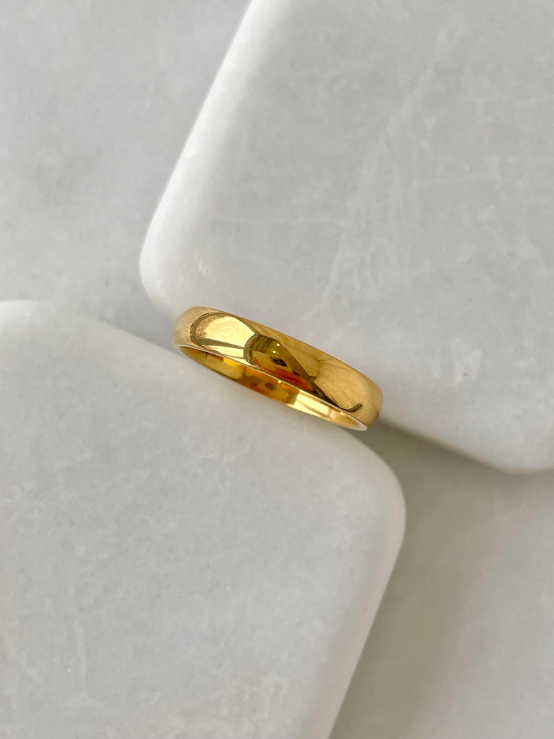 Çelik Bombe Kesim Basic Yüzük Gold