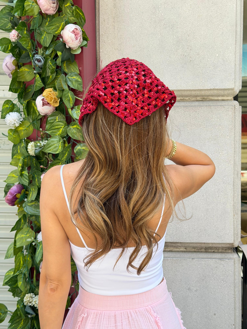 Pullu Bandana Kırmızı