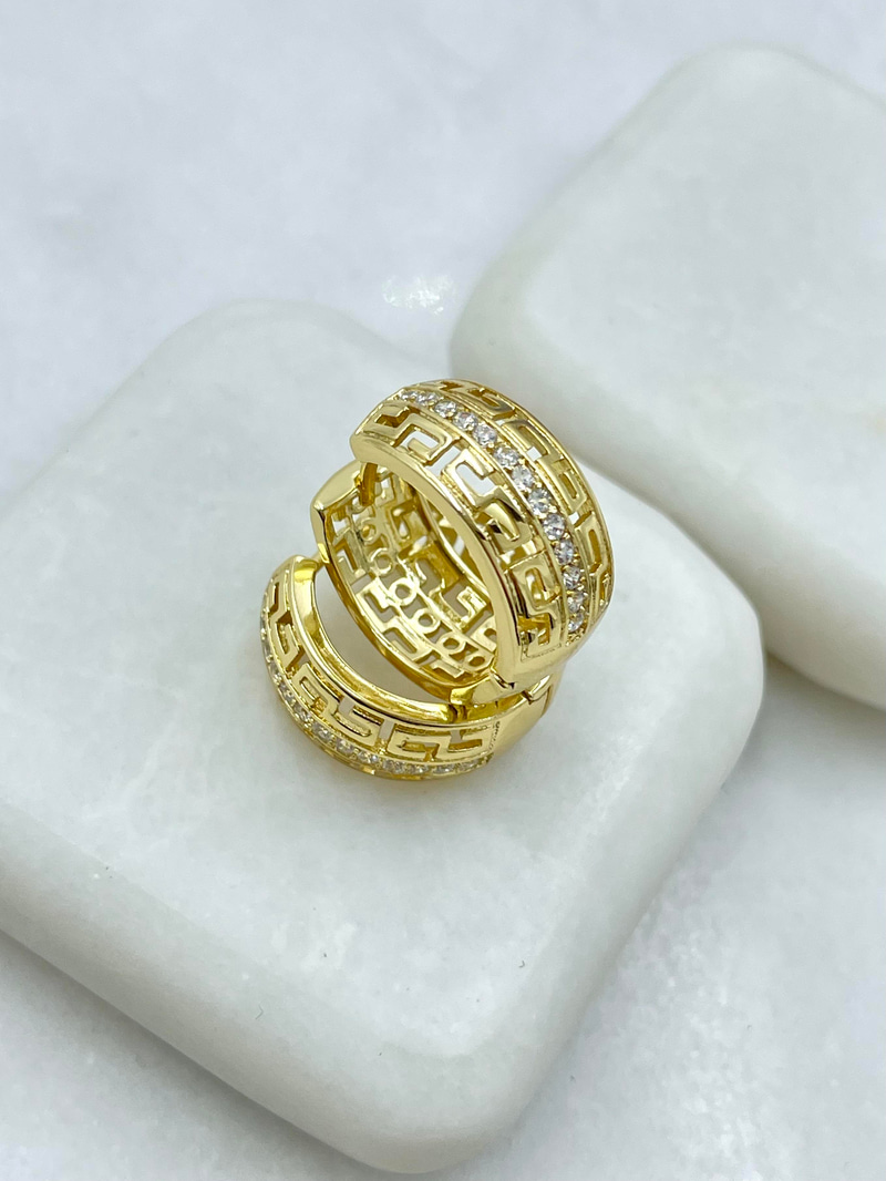Özel Seri Kristal Taşlı Etnik Model Halka Küpe Gold