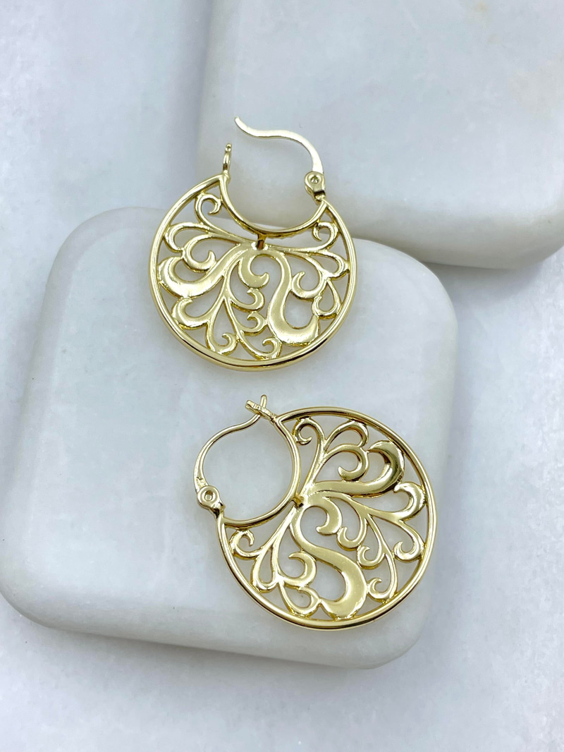Özel Seri Etnik İşlemeli Oval Küpe Gold