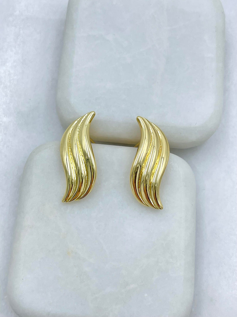 Altın Kaplama Dalga Model Küpe Gold