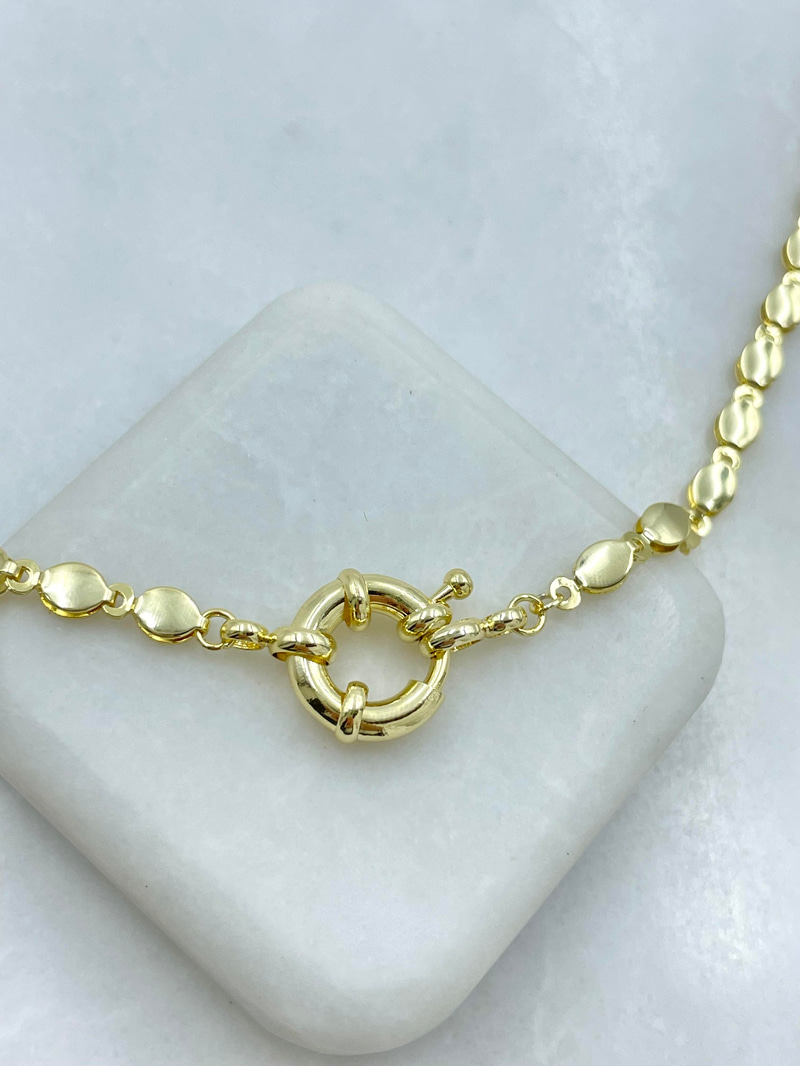 Altın Kaplama Ezme Arpa Önden Kilit Kolye Gold