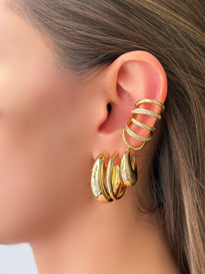 İnce Basic Halka Küpe 2.7 cm Gold
