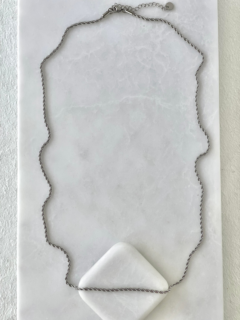 Çelik Minimal Burgu Zincir Kolye 60 cm Gümüş