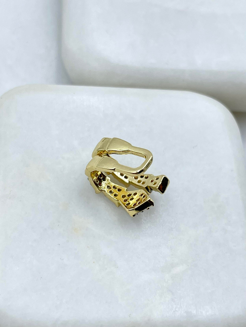 Altın Kaplama Çift Renk Yılan Model Kıkırdak Küpe Gold