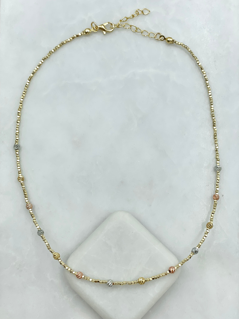 Altın Kaplama Üç Renk Dorika Kolye Gold