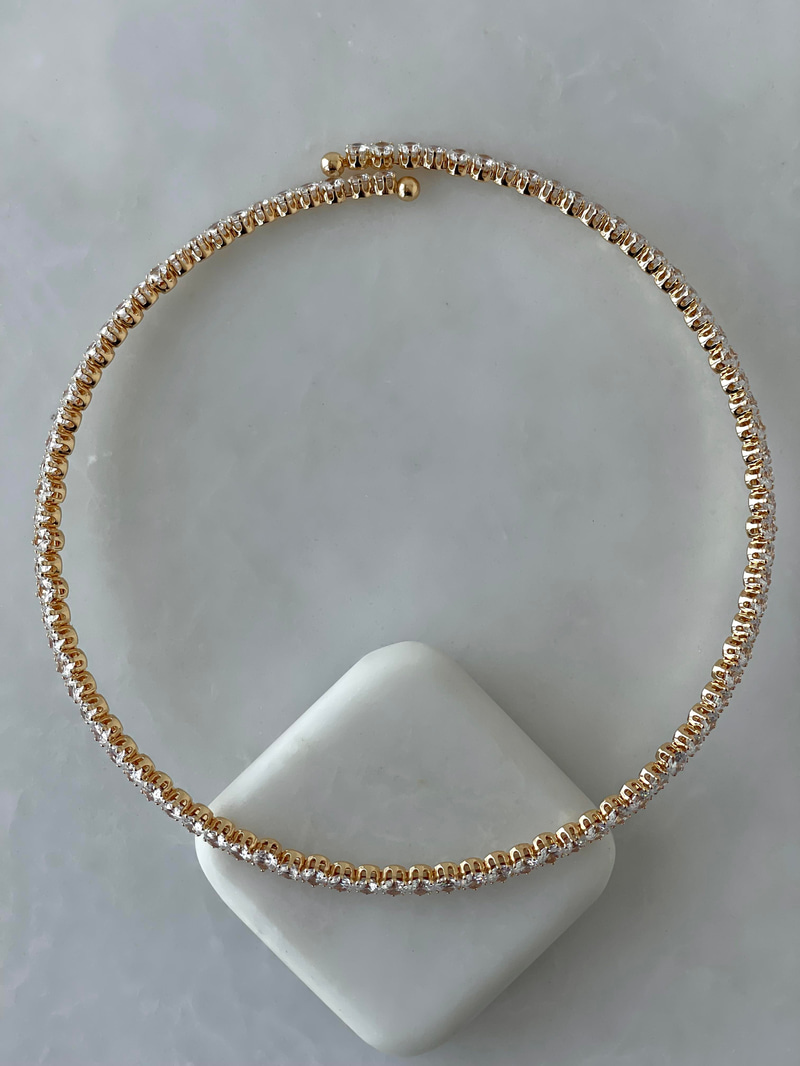 Çelik Su Yolu Choker Esnek Kolye Gold