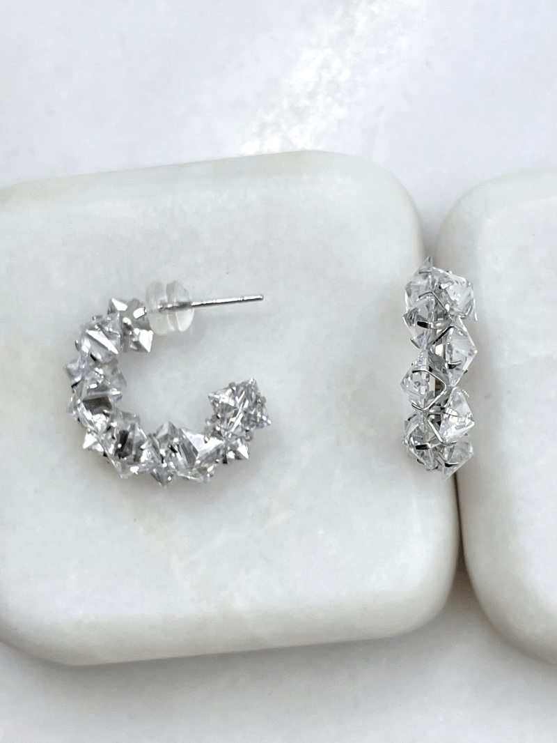 Özel Seri Işıltılı Swarovski Taşlı Küpe Gümüş