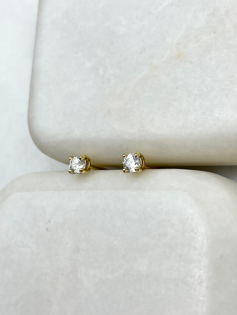 Özel Seri Minik Kristal Taş Küpe 0.3 mm Gold