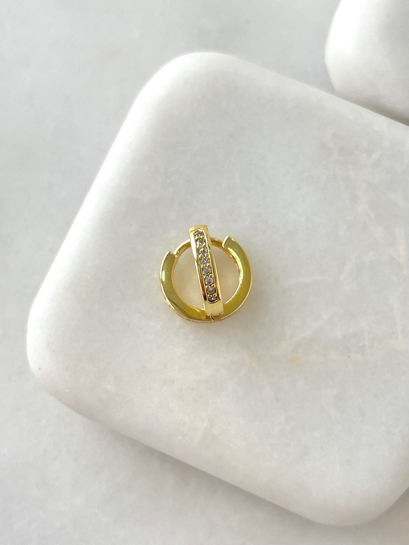 Özel Seri Minimal Zirkon Taşlı Halka Küpe Gold