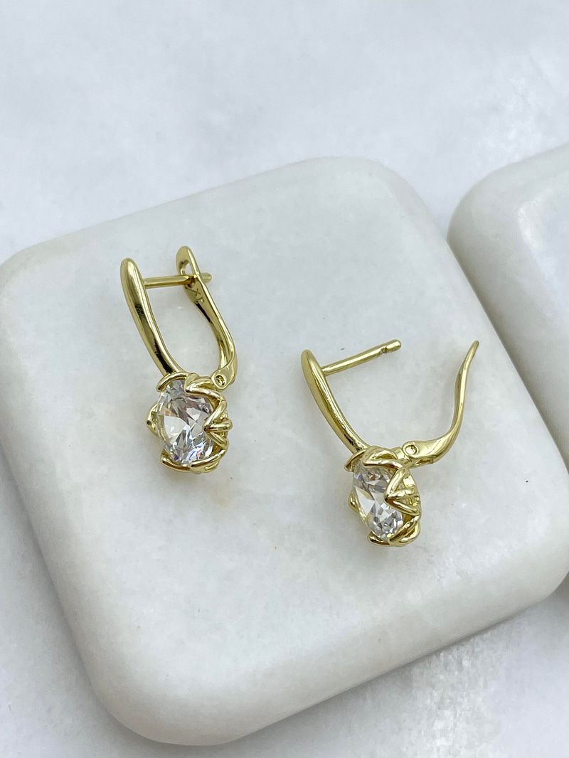 Özel Seri Kristal Taşlı Sütun Küpe Gold