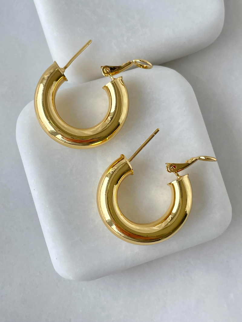 Çelik Bombe Halka Basic İnce Küpe Gold