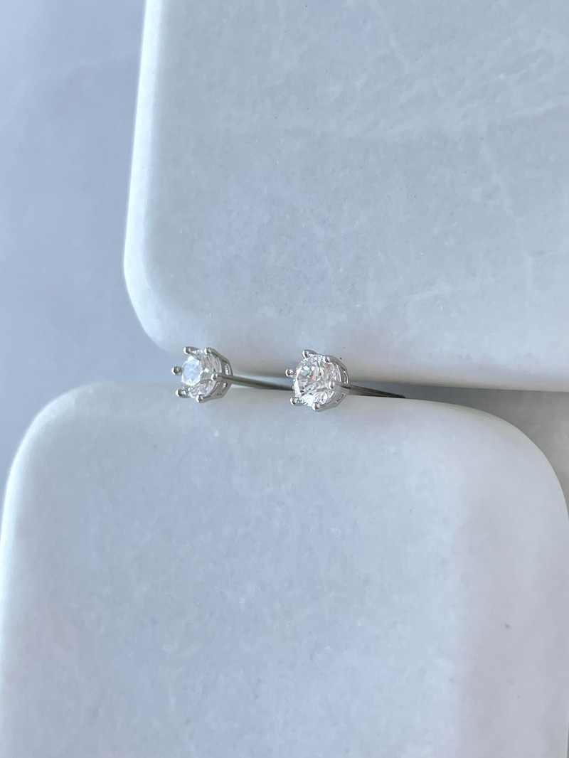 Özel Seri Minimal Kristal Küpe 0,4 mm Gümüş