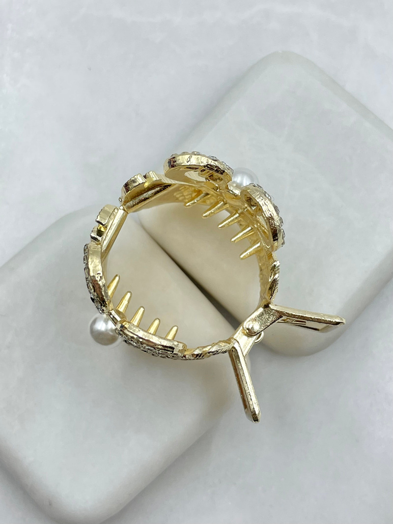 Gömme Taşlı İkili Kuğu At Kuyruğu Tokası Gold