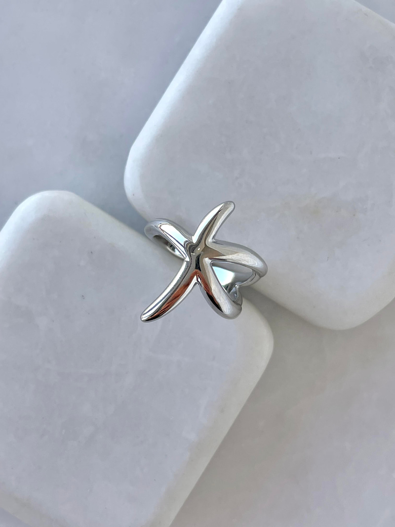 Altın Kaplama Bombeli Deniz Yıldızı Yüzük Gümüş