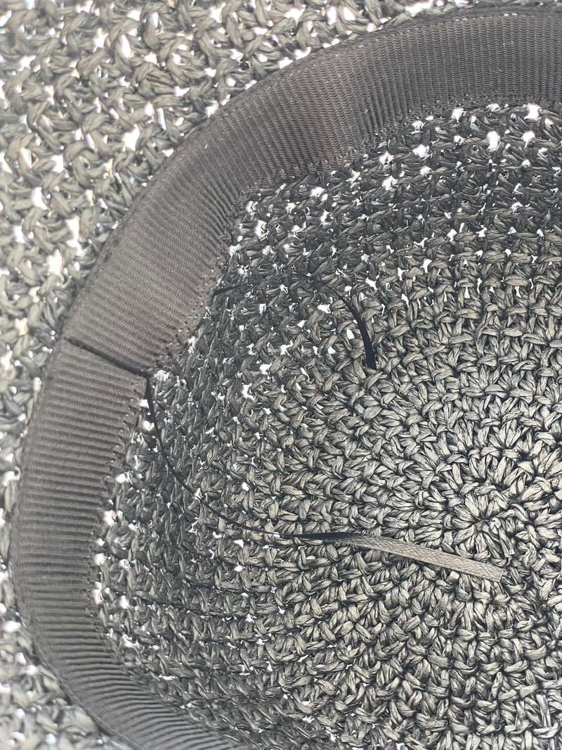 El Örgüsü Hasır Şapka Siyah