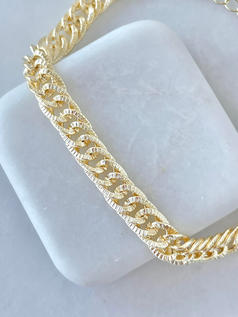 Işıltılı Ezme Zincir Bileklik Gold