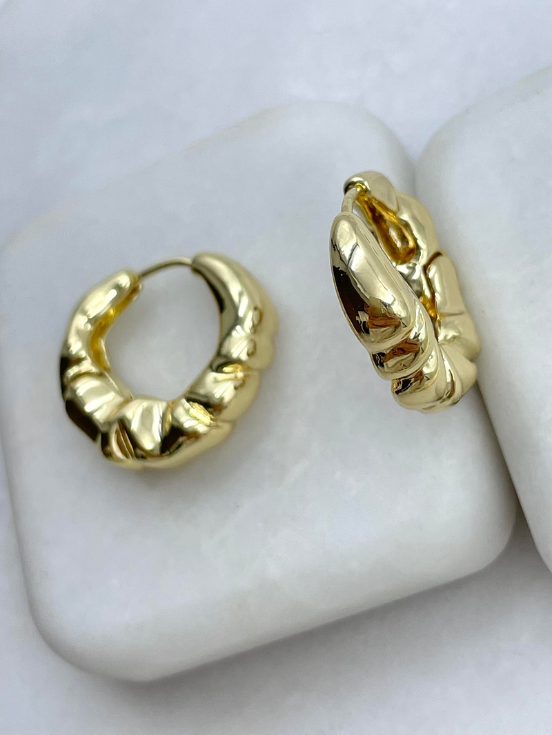 Altın Kaplama Tasarım Halka Küpe Gold