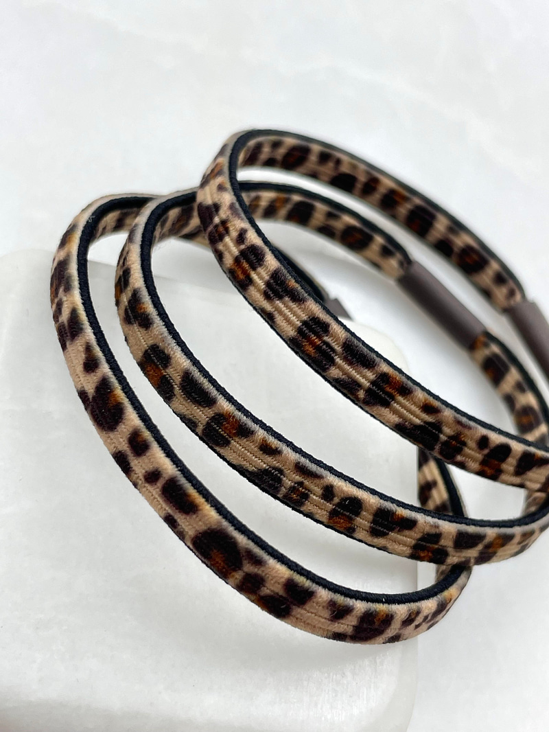 Leopar Desenli Lastik Toka Bej
