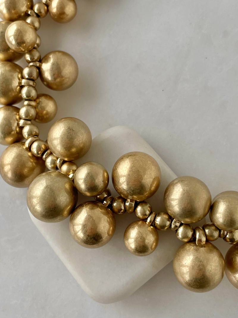 Çoklu Mat Topçuk Kolye Gold