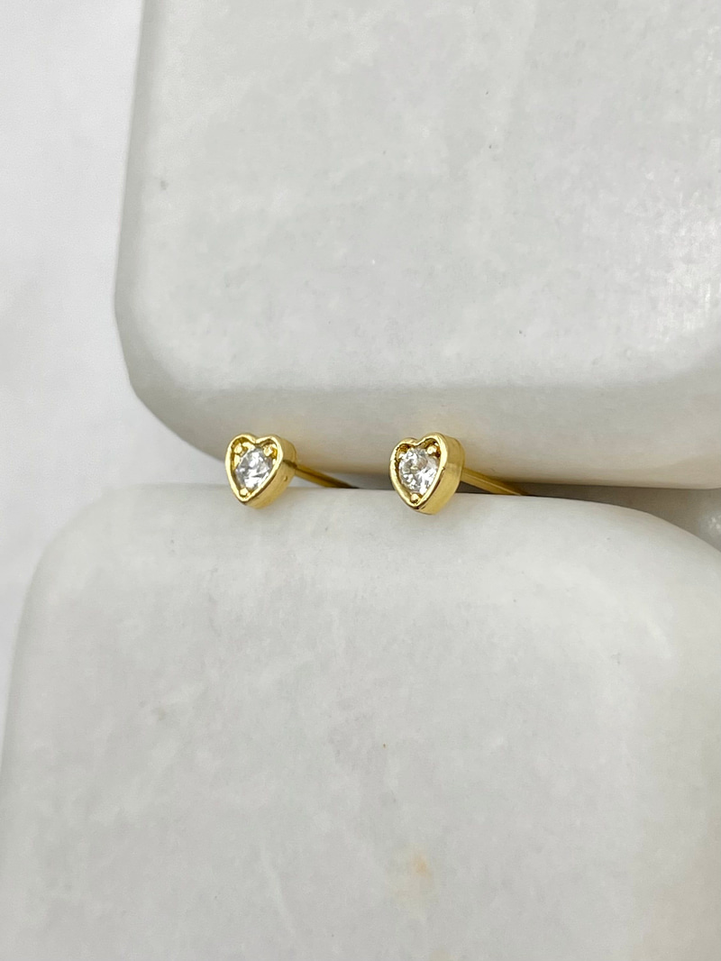 Özel Seri Gold Detaylı Minimal Kalp Küpe 0.3 cm Gold
