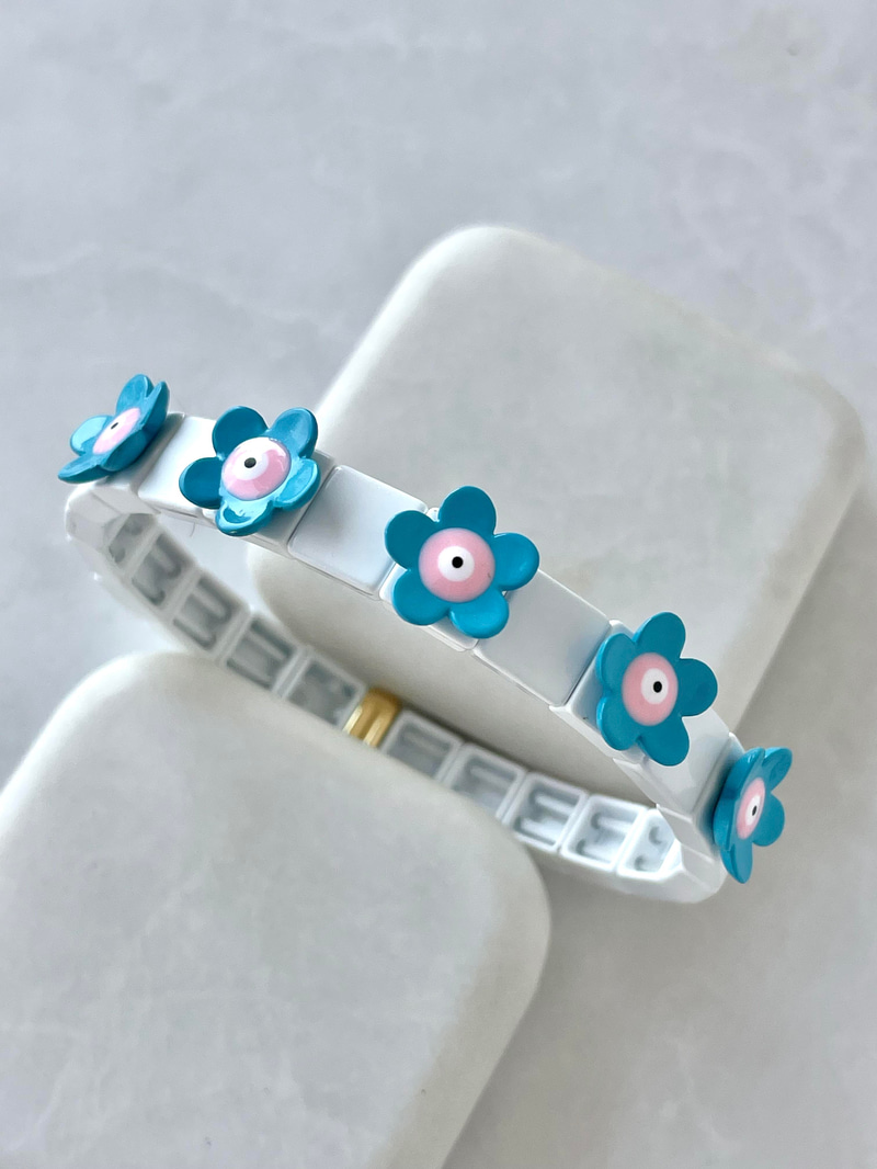 Üç Boyutlu Papatya Porselen Bileklik Turkuaz Renk