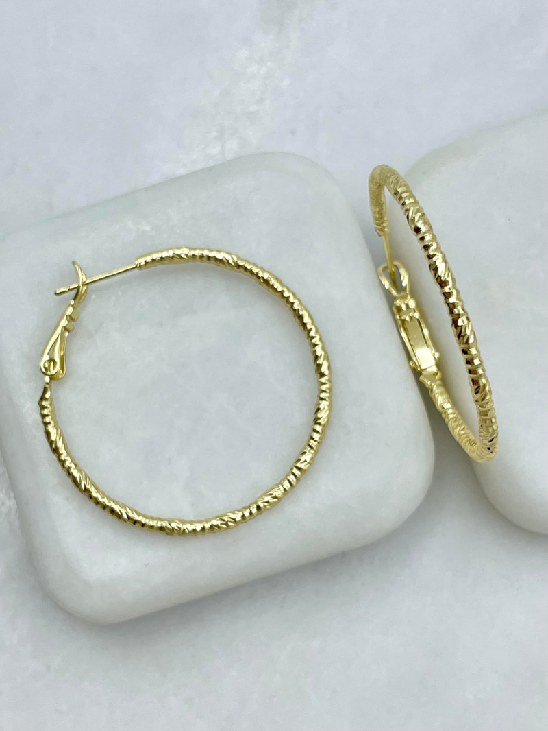 Özel Seri Işıltılı Halka Küpe 3.5 cm Gold