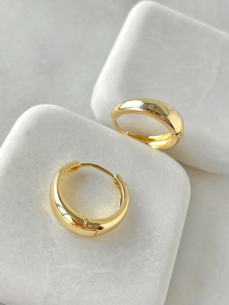 Altın Kaplama Oval Basic Halka Küpe Gold