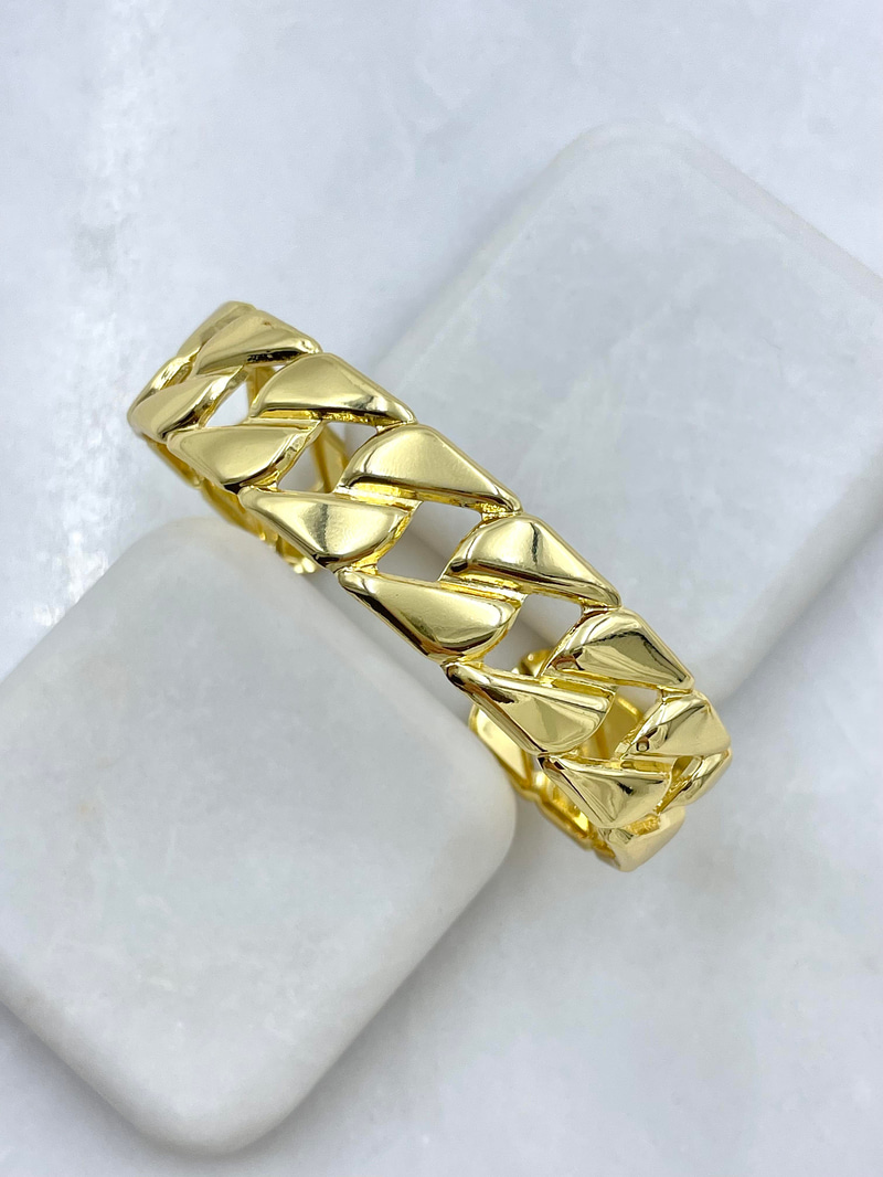 Çelik Zincir Geçmeli Kelepçe Bileklik Gold