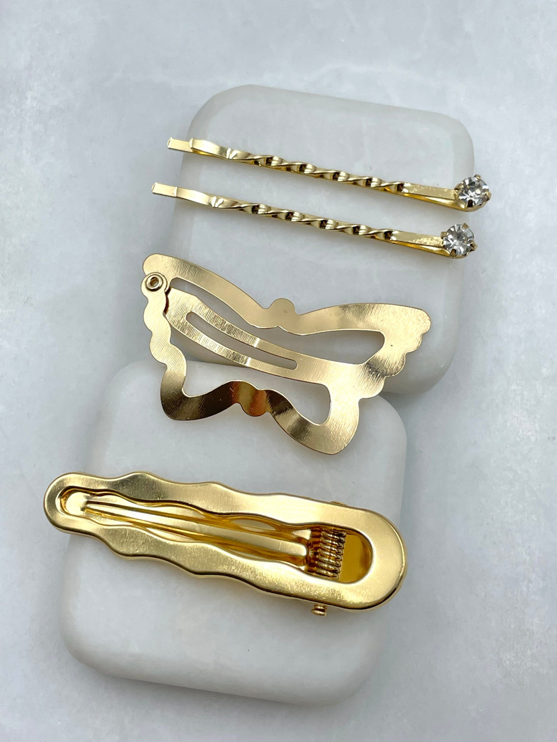 Kelebek Model Dörtlü Pens Toka Seti Gold