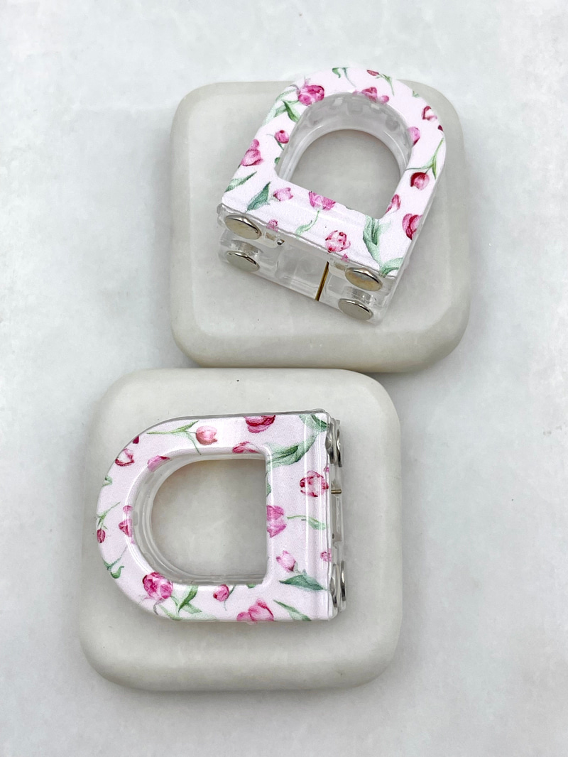 Çiçek Desenli Magnet Lock Toka Pembe