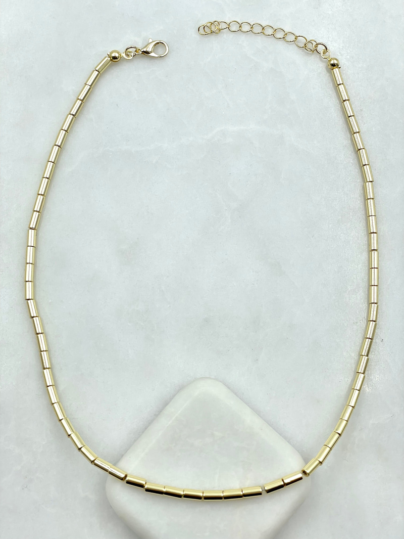 Boru Boncuk Kolye Gold
