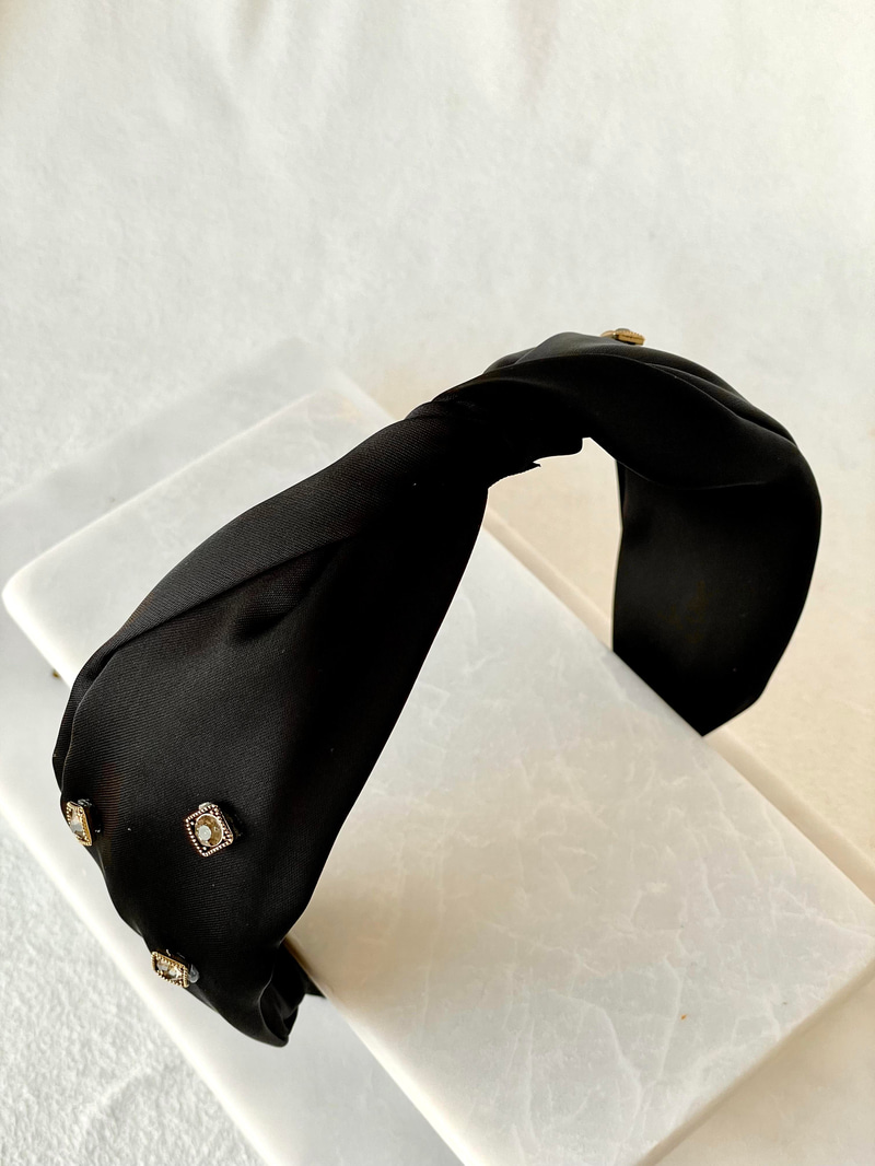 Kristal Taşlı Bandana Taç Siyah