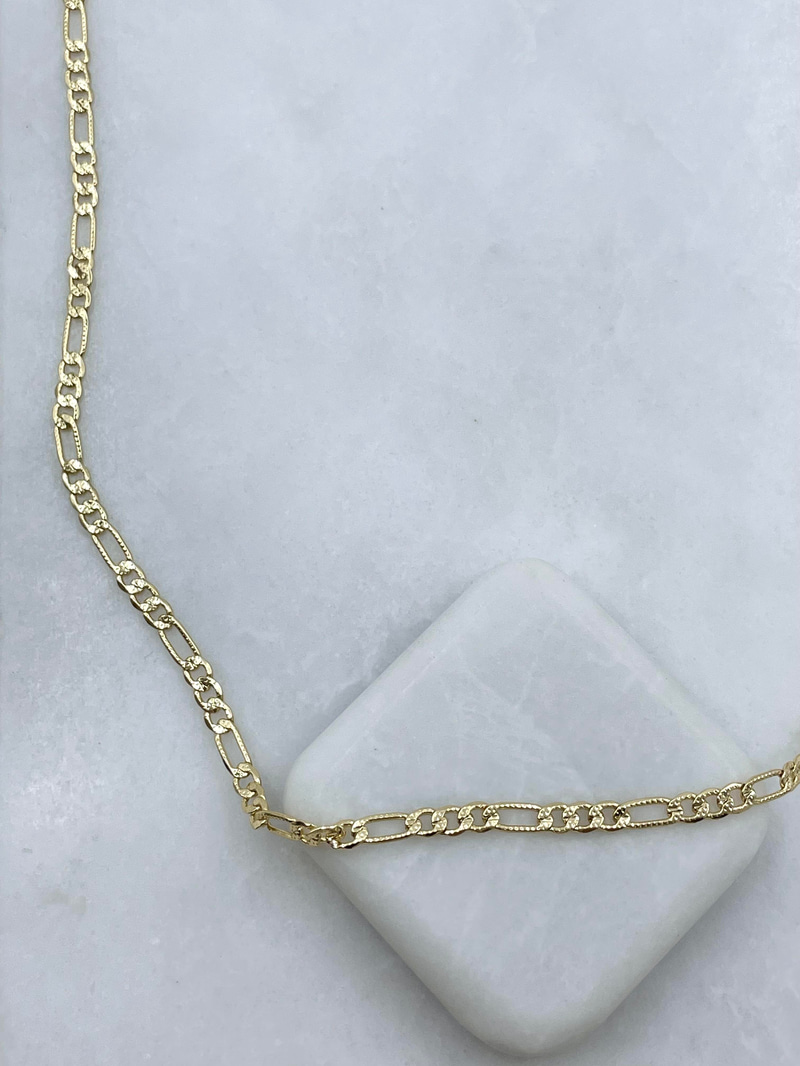 Altın Kaplama İşlemeli Basic Zincir Kolye 60 cm Gold