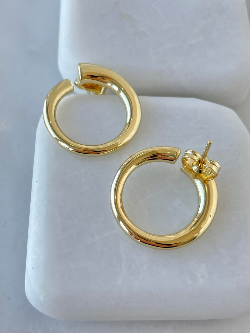 Özel Seri Birleşim Yuvarlak Küpe Gold